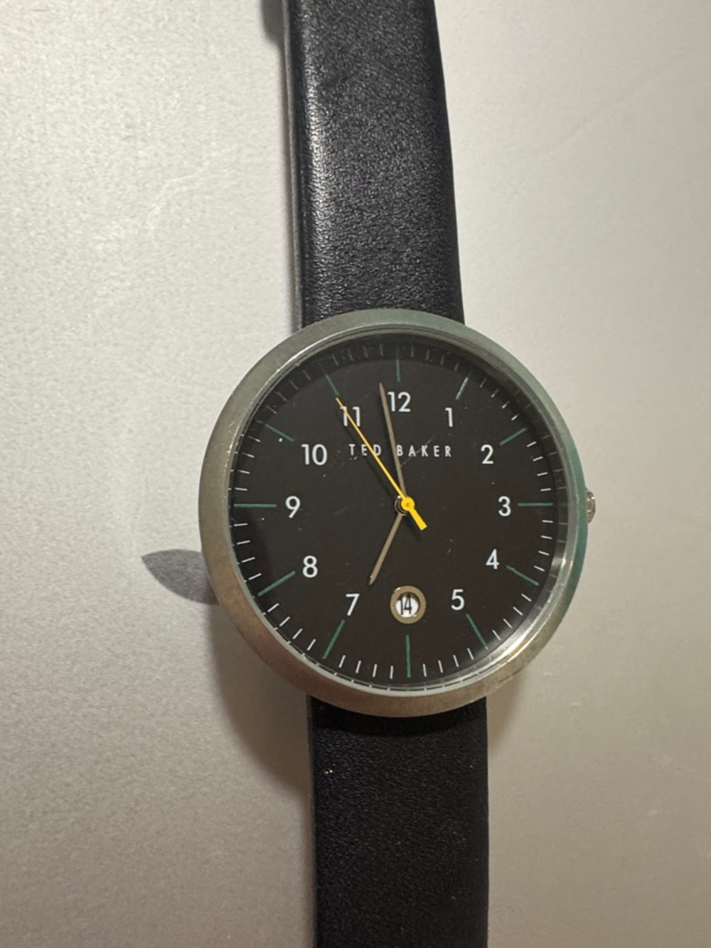 Ted Baker 38mm Black Dial Watch with Yellow Second Hand